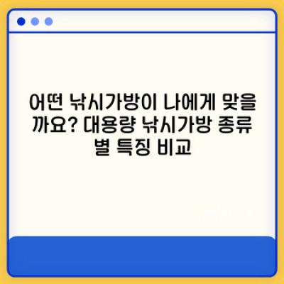 낚시 장비 완벽 수납! 대용량 낚시가방 선택 가이드: 기능, 종류, 추천 제품까지!