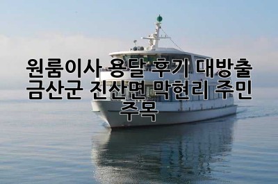 원룸이사 용달 후기 대방출! 🚚 금산군 진산면 막현리 주민 주목! 🏡