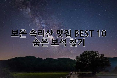 보은 속리산 맛집 BEST 10: 숨은 보석 찾기!